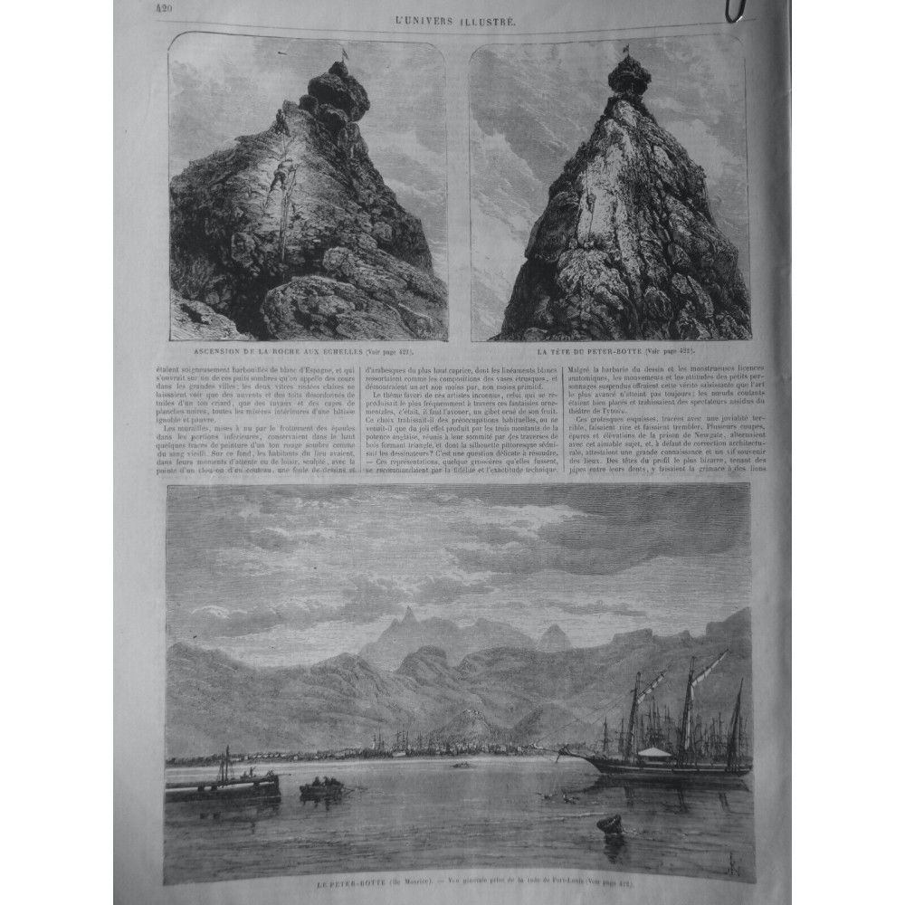 1865 UI ASCENTION ROCHE ECHELLES TETE PETER BOTTE VUE GENERALE RADE PORT LOUIS