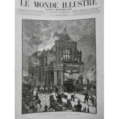 1887 MI ANGLETERRE INCENDIE THEATRE EXETER EVACUATION POMPIER