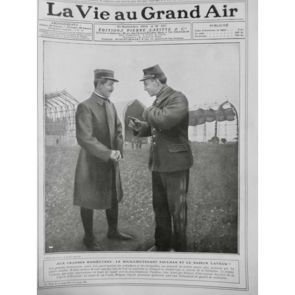 1910 VAGA AVIATION PAULHAN SAPEUR LATHAM AEROPLANE DIRIGEABLE BREGUET