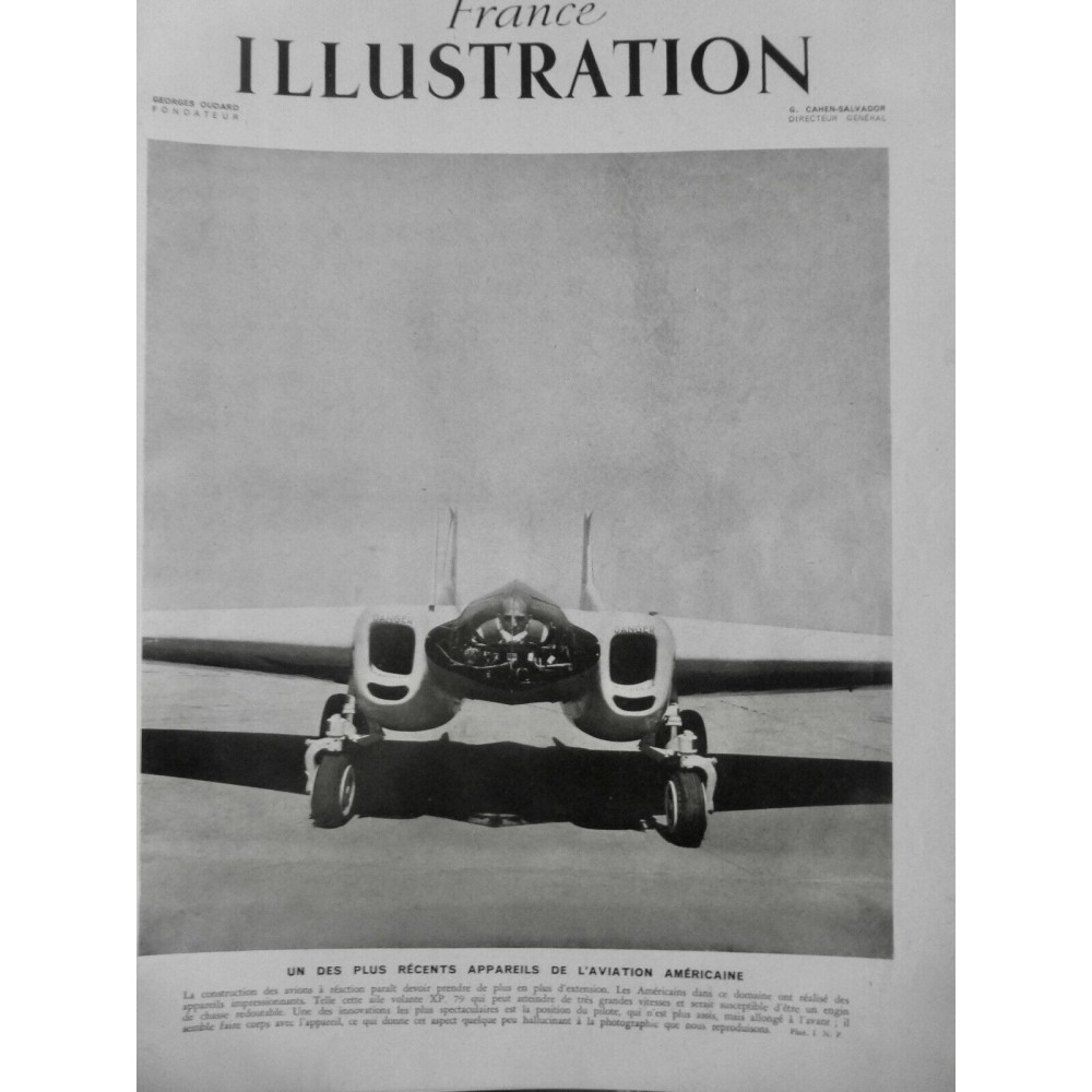 1948 I AVIATION AVIATEUR AVION REACTION AMERICAIN AILE VOLANTE XP79