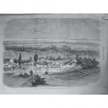 1865 UI DAMAS SYRIE VUE PRISE COLLINE SALAHIYEH DESSIN M. HARKER