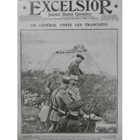 1915 E GUERRE VOSGES TROUPE ALPINE VISITE TRANCHEES