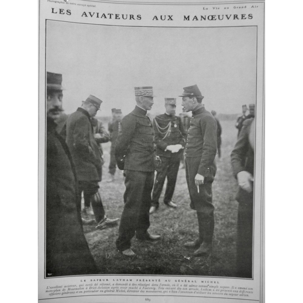 1910 VAGA AVIATION AVIATEUR MANOEUVRES GL MICHEL SAPEUR LATHAM