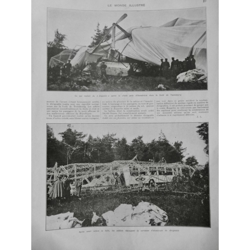 1910 MI AVIATION AVIATEUR ACCIDENT CHUTE ZEPPELIN OSNABRÜCK CARCASSE ALUMINIUM