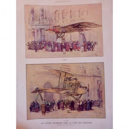 1915 I AVIATION AVIATEUR AVIONS ALLEMANDS COUR INVALIDES TAUBE AVIATIK