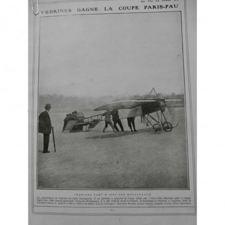 1911 VAGA AVIATION VEDRINES VICTOIRE COUPE PARIS PAU