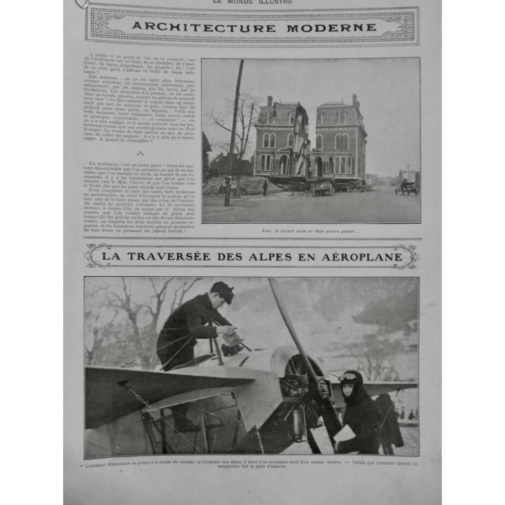 1913 MI AVIATION AVIATEUR BIELOVUCCIE TRAVERSEE ALPES AEROPLANE MONOPLAN