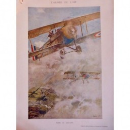 1918 I AVIATION AVIATEUR ARMEE L AIR SPADS PATROUILLE CROQUIS FLAMENG