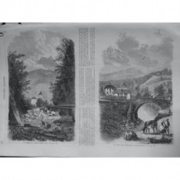 1865 UI  SALLENCHES SAVOIE GORGE PONT CHEVRES