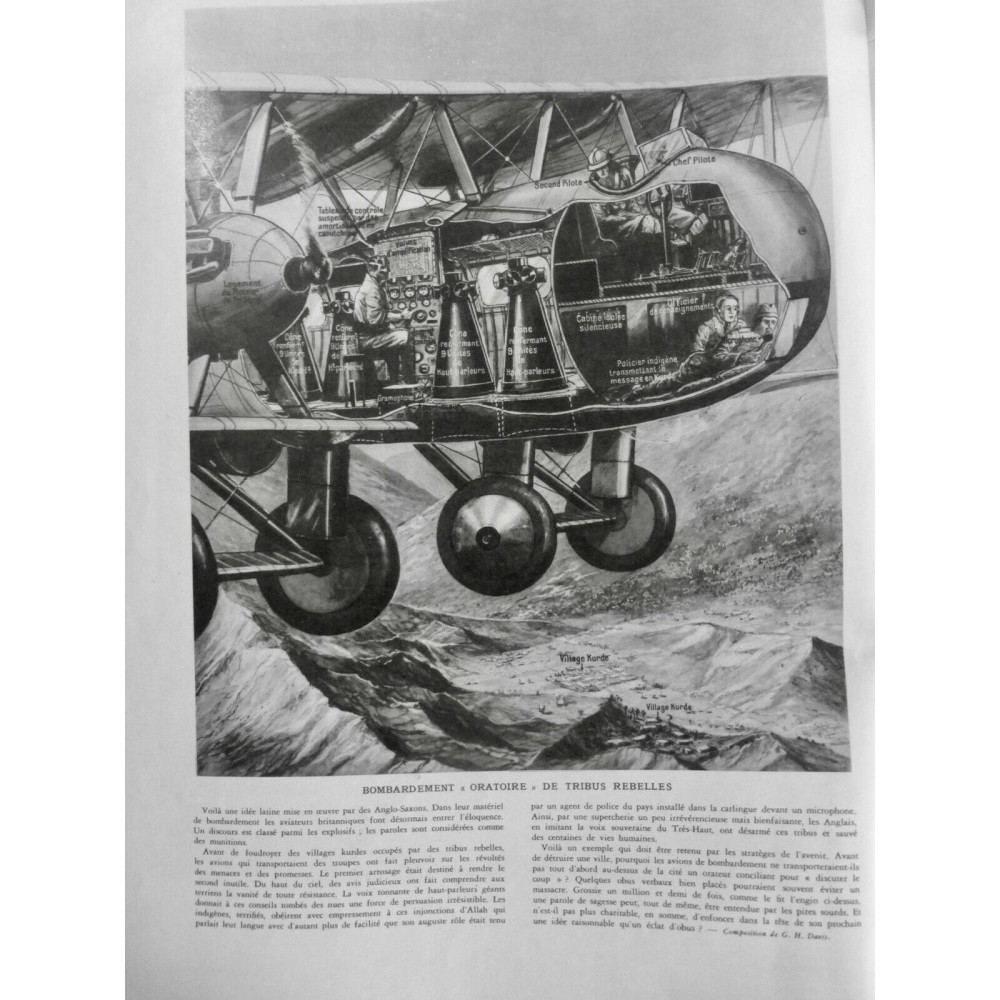 1933 I AVIATION AVIATEUR BOMBARDIER ANGLO SAXON VILLAGE KURDE REBELLE