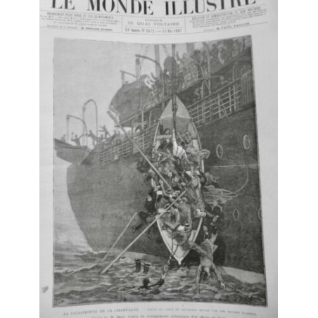 1887 MI NAVIGATION EMIGRE ITALIEN CATASTROPHE CHUTE CANOT