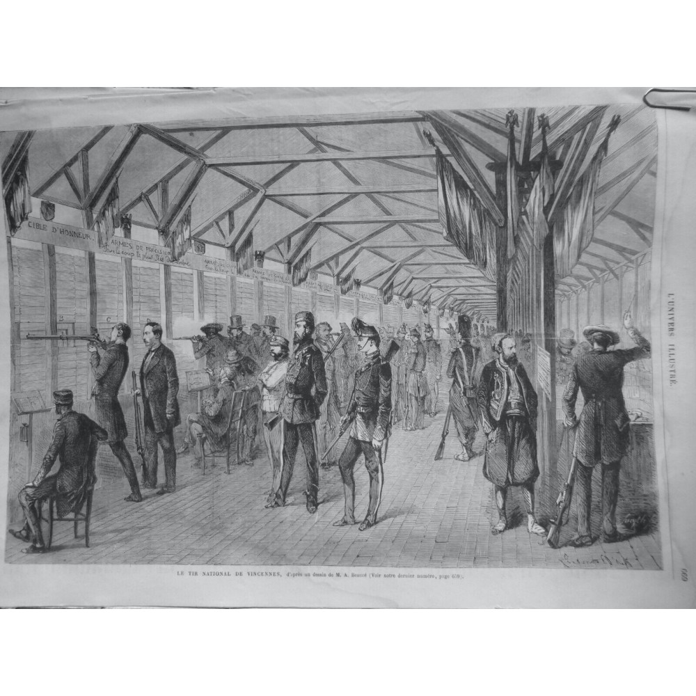 1865 UI TIR NATIONAL VINCENNES DESSIN M. A. BEAUCE