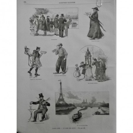 1890 UI PARIS QUAI PENICHE TOUR EIFFEL BOUQUINISTE