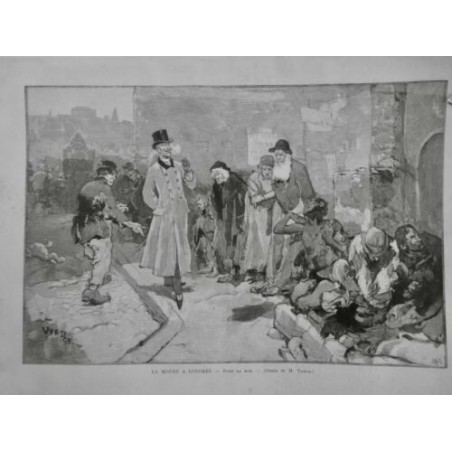 1887 MI LONDRES FAMINE PAUVRETE SANS DOMICILE RUE MENDICITE