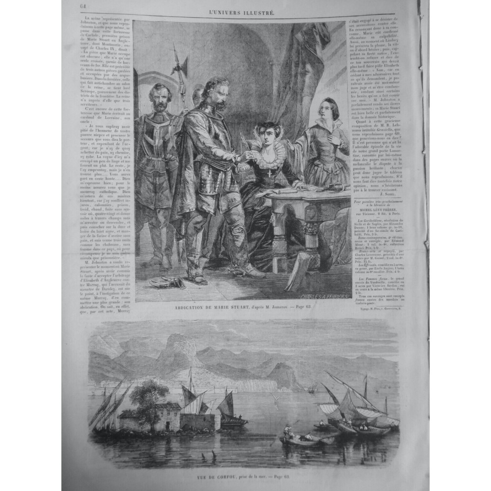 1861 UI ABDICATION MARIE STUART M. JOHNSTON  VUE CORFOU