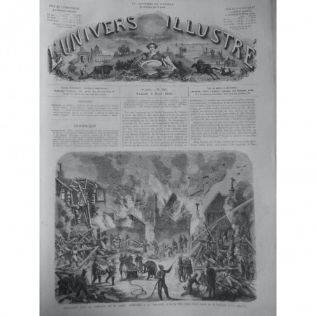 1866 UI EXPLOSION FABRIQUE M. AUBIN ARTIFICIER VILLETTE DESSIN M. DELANNOY