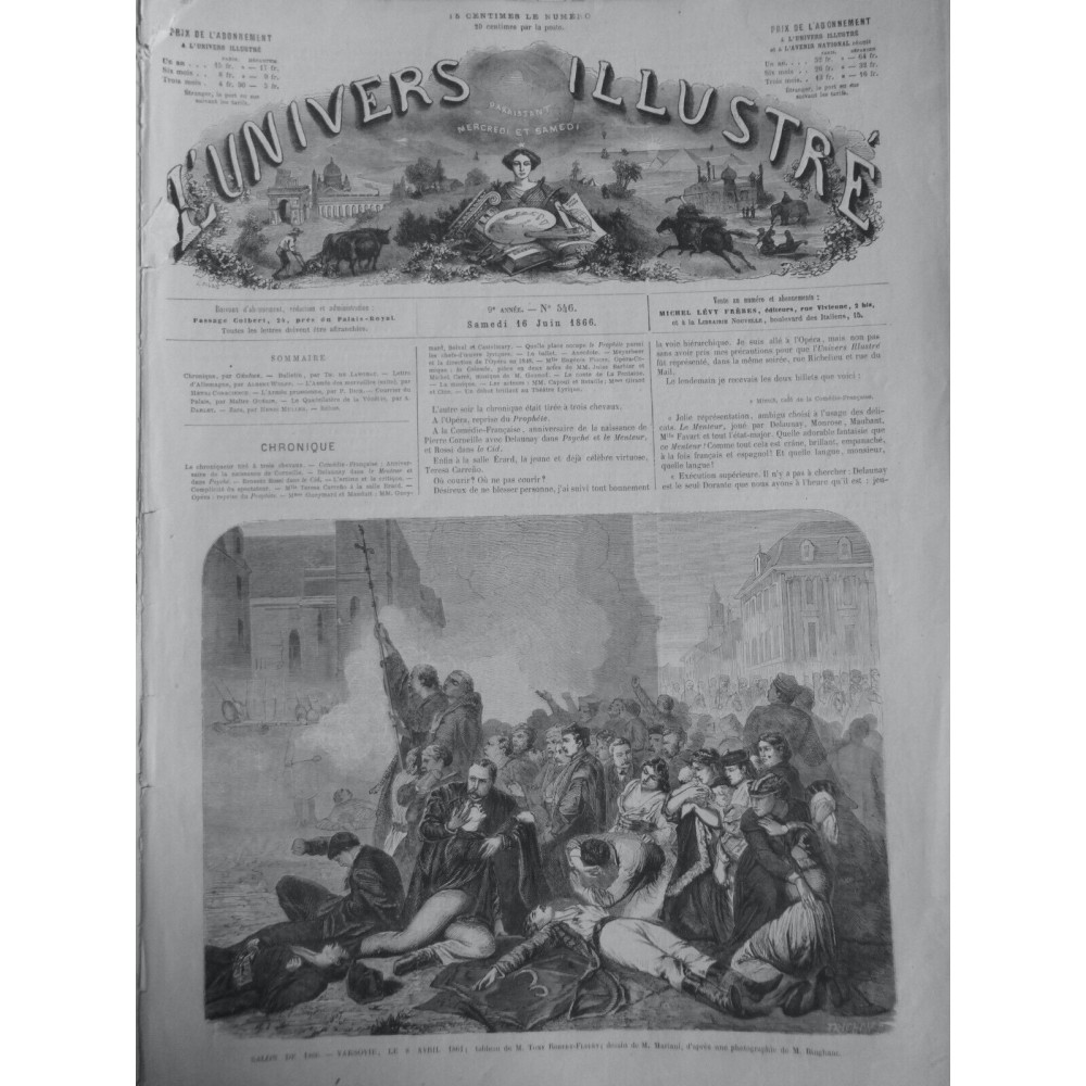 1866 UI VARSOVIE 8 AVRIL 1861 TABLEAU M. TONY ROBERT FLEURY DESSIN M. MARIANI