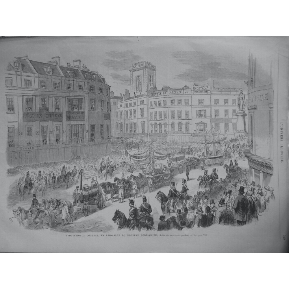 1866 UI  PROCESSION LONDRES HONNEUR NOUVEAU LORD MAIRE