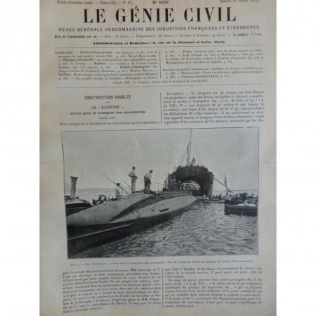 1912 GENIE CIVIL CONSTRUCTION NAVALE KANGUROO NAVIRE TRANSPORT SOUS MARIN