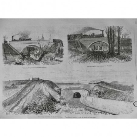 1867 MI CHEMIN FER CEINTURE TRANCHEE ARCUEIL SORTIE TUNNEL MONTROUGE VOIE FERREE