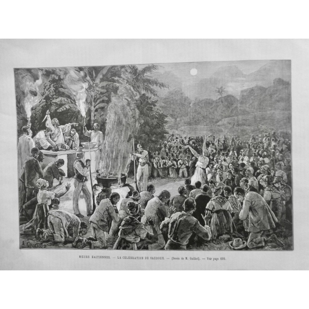 1890 UI MOEURS HAITIENNE CELEBRATION VAUDOUX RITUEL SACRIFICE