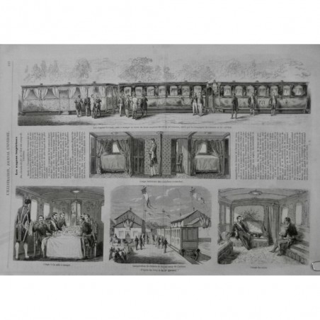 1857 I CHEMIN FER L EST CAMP CHALONS TRAIN WAGON IMPERIAUX CHAMBRE SALON