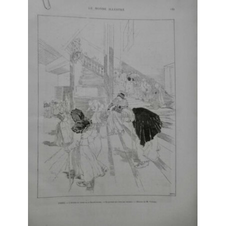 1890 MI PARIS DINER SALPETRIERE VIELLES FEMMES DESSIN VIERGE