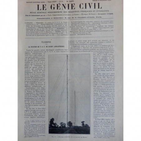 1924 GC TELEGRAPHE STATION TSF RUGBY ANGLETERRE PYLONE ANTENNE