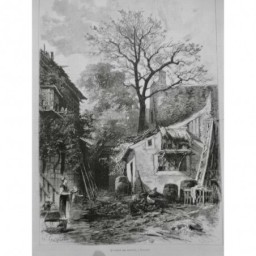 1875 I BARBISON AUBERGE ARTISTE PEINTRE PAYSAGISTE MILLET MAISON TOIT CHAUME