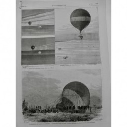 1875 I BALLON ZENITH ASCENSION PASSAGE FLEUVE GIRONDE ATTERRISSAGE DEGONFLEMENT