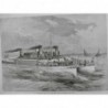 1875 I NAVIRE DEUX COQUES JUMELLES CASTALIA TRAVERSEE PAS CALAIS ROUE PROPULSIVE