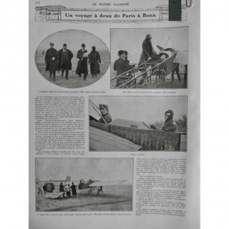 1912 MI AVIATION AVIATEUR ASTLEY MISS DAVIES MONOPLAN BLERIOT GNOME PARIS BONN