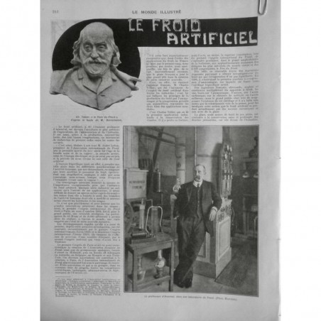 1912 MI FROID ARTIFICIEL LABORATOIRE TELLIER BUSTE BERNSTRAMM ARSONVAL