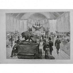 1875 UI BARYE OEUVRE EXPOSITION ECOLE BEAUX ARTS SALLE MELPOMENE SCULPTURE LION