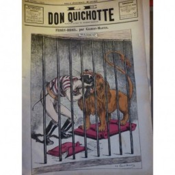 1883 DQ CIRQUE CAGE LION DOMPTEUR TETE GUEULE OUVERTE CROCS DESSIN MARTIN