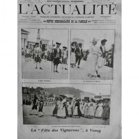 1904 1906 A VEVEY FETE VIGNERON CORTEGE DEFILE COSTUME VINGT CANTONS