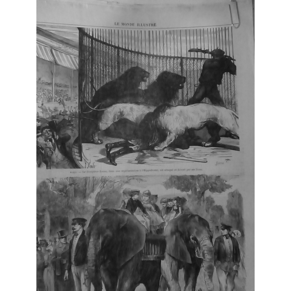 1869 MI CIRQUE DOMPTEUR LUCAS ATTAQUE DEVORER LIONS ELEPHANT PROMENADE ENFANT