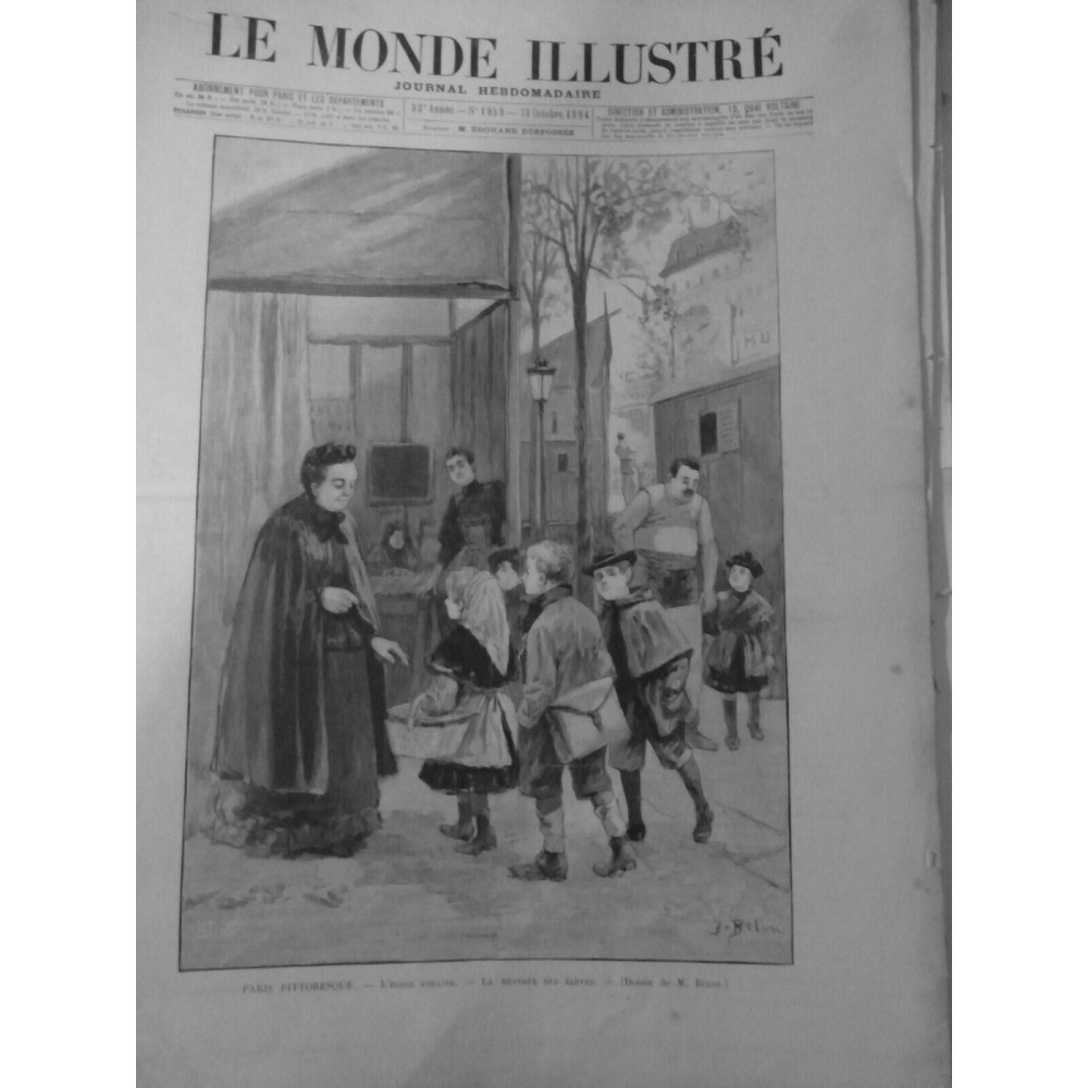 1894 MI CIRQUE PARIS ECOLE FORAINE RENTREE CLASSE ELEVES INSTITUTRICE BELON