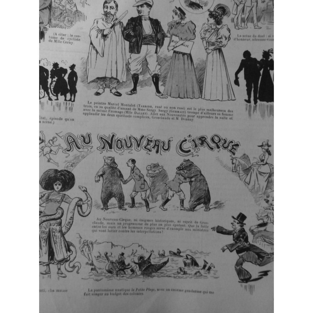 1895 JA CIRQUE LUTTE OURS CLOWN CHOCOLAT CHARMEUSE SERPENT PANTOMIME NAUTIQUE