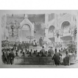 1867 MI JUDAICA PARIS INSTALLATION GRAND RABBIN SYNAGOGUE ELECTION MENORAH