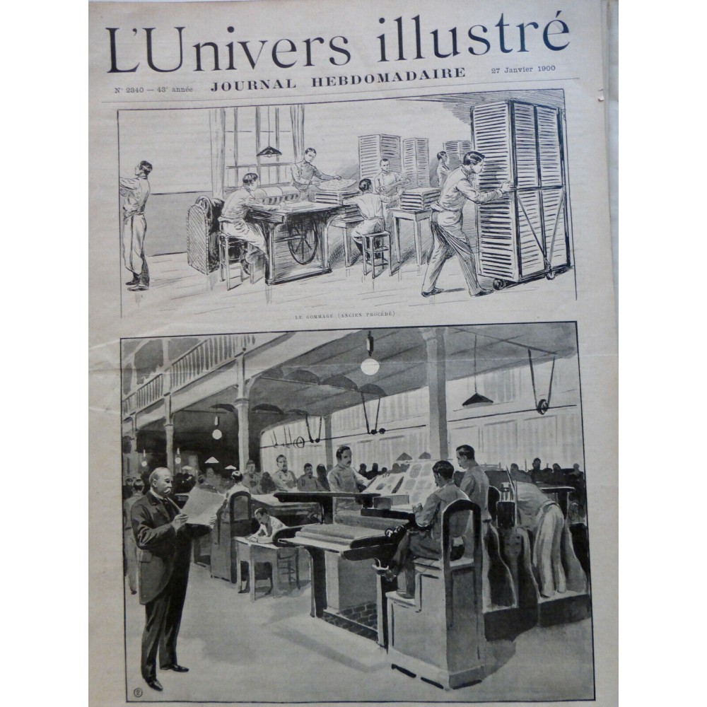 1900 UI FABRICATION TIMBRE POSTE ATELIER IMPRIMERIE GOMMAGE DESSIN DESTEZ