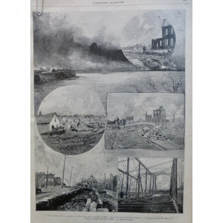 1900 UI SINISTRE OTTAWA INCENDIE FEU RUINE USINE EGLISE ST JAMES PONT