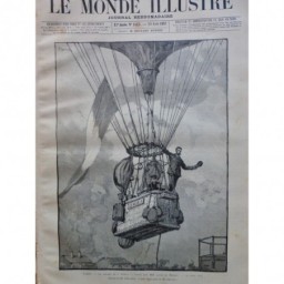 1887 MI BALLON DIRIGEABLE NACELLE DEPART HORLA JOVIS MALLET DESSIN GERARDIN