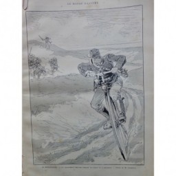 1887 MI MOBILISATION VELOCIPEDISTE MILITAIRE BICYCLETTE UNIFORME DESSIN COURBOIN