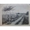 1887 MI CHEMIN ECOLE ENFANT BOUQUET PAUSE LIVRE TABLEAU MINET GRAVURE JACOB