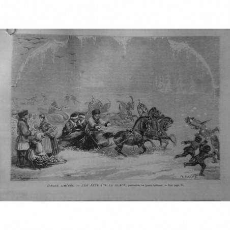 1879 UI CIRQUE HIVER FETE GLACE CHAR TRAINEAU CHEVAL GLISSADE NEIGE FROID