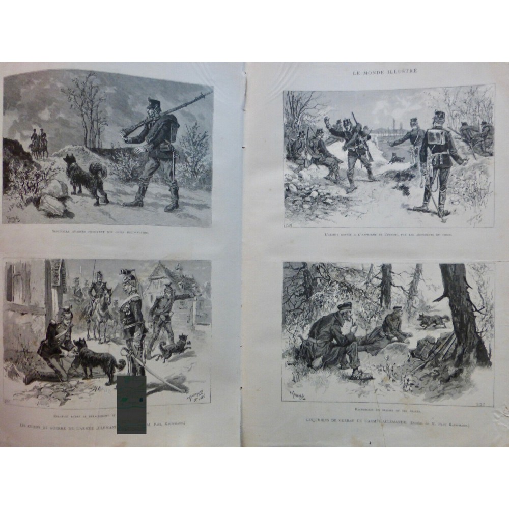 1887 MI CHIEN MILITAIRE GUERRE ARMEE ALLEMANDE SENTINELLE ALERTE ABOIEMENT