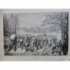 1887 MI BOIS VINCENNES RECOLTE GLACE LAC BARQUE HIVER FROID DESSIN BERTRAND