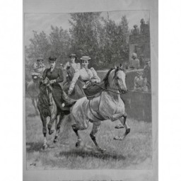 1896 UI JEUX SPORT EQUESTRE FEMME AMAZONE JEU L OEUF EQUILIBRE CUILLERE