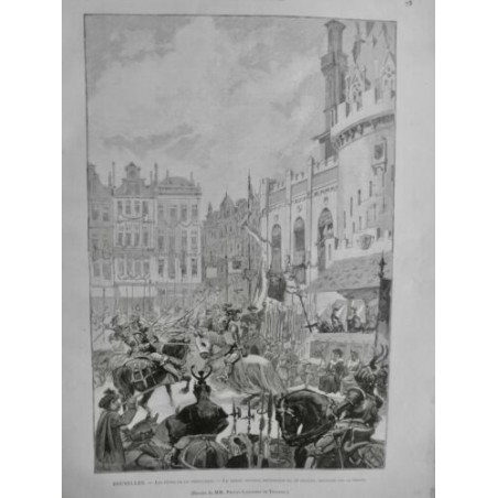 1891 MI BRUXELLES FETE CHEVALERIE TOURNOI JOUTE EQUESTRE